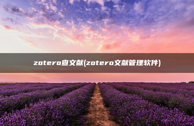 zotero查文献(zotero文献管理软件)