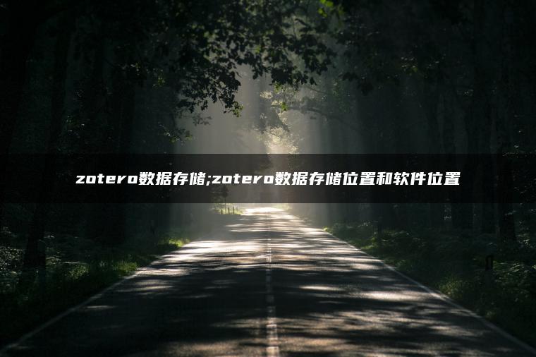 zotero数据存储;zotero数据存储位置和软件位置