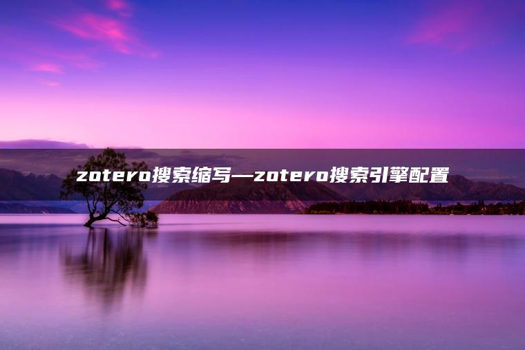 zotero搜索缩写—zotero搜索引擎配置