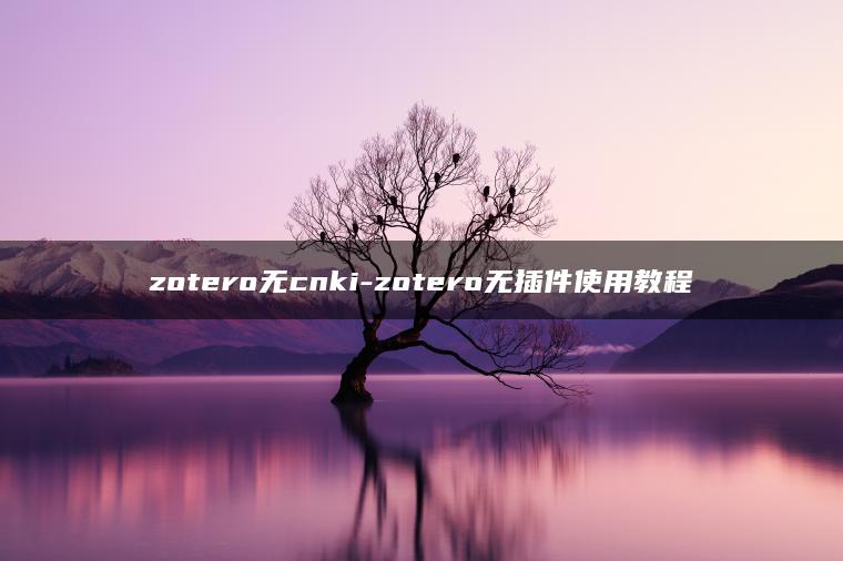 zotero无cnki-zotero无插件使用教程