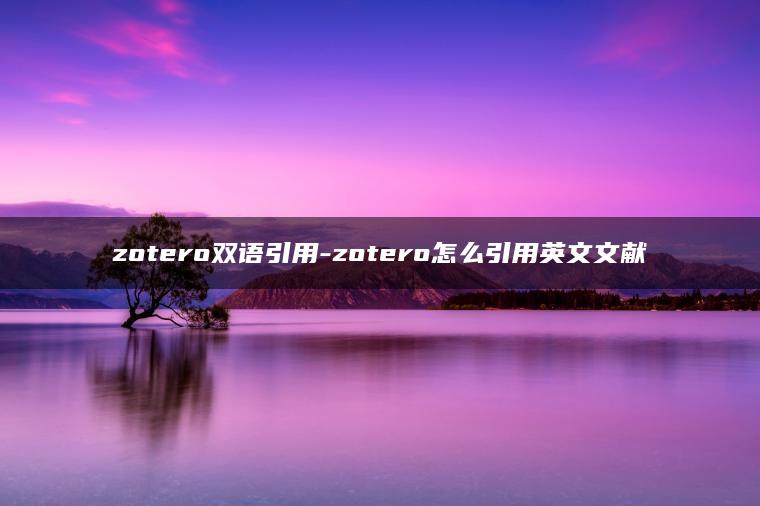 zotero双语引用-zotero怎么引用英文文献