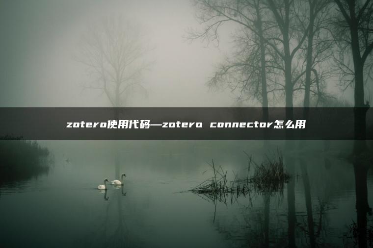 zotero使用代码—zotero connector怎么用