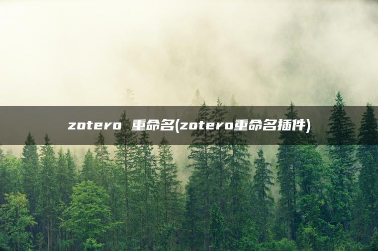 zotero 重命名(zotero重命名插件)