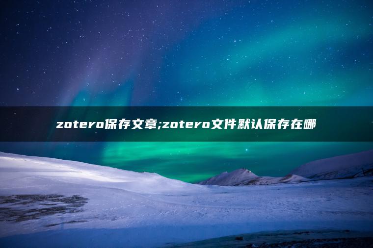 zotero保存文章;zotero文件默认保存在哪