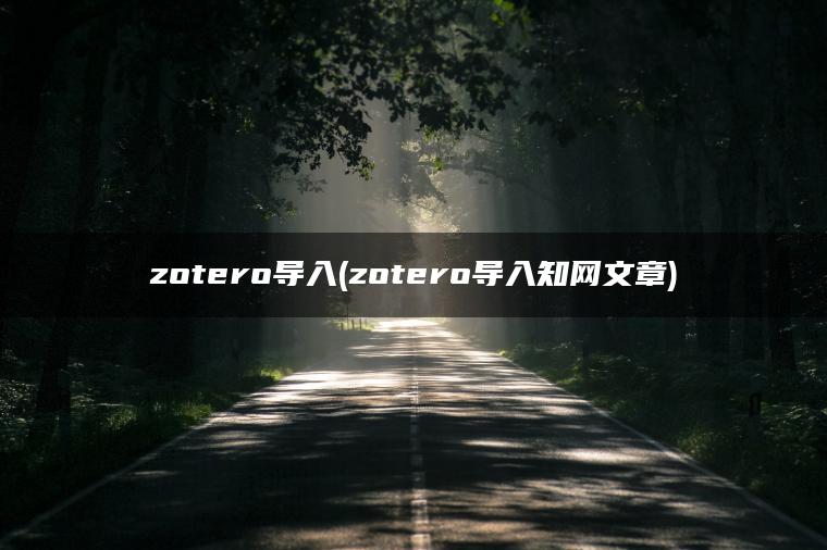 zotero导入(zotero导入知网文章)