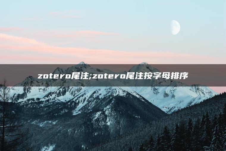 zotero尾注;zotero尾注按字母排序