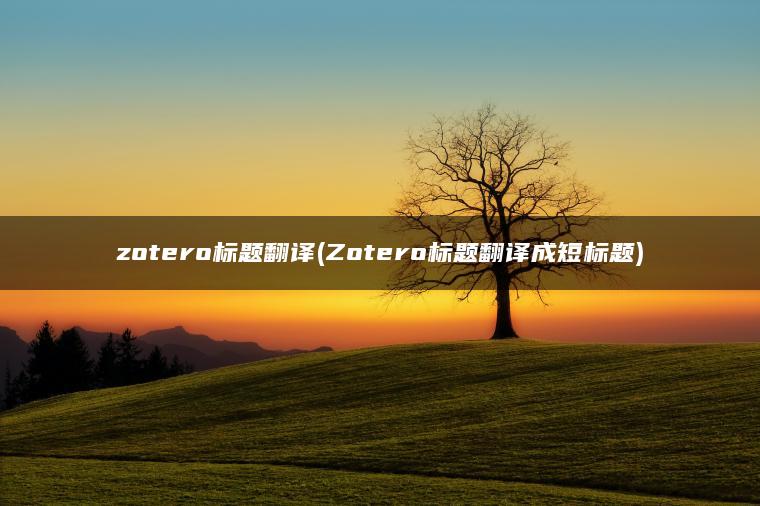 zotero标题翻译(Zotero标题翻译成短标题)