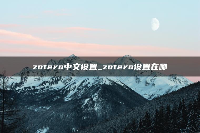 zotero中文设置_zotero设置在哪