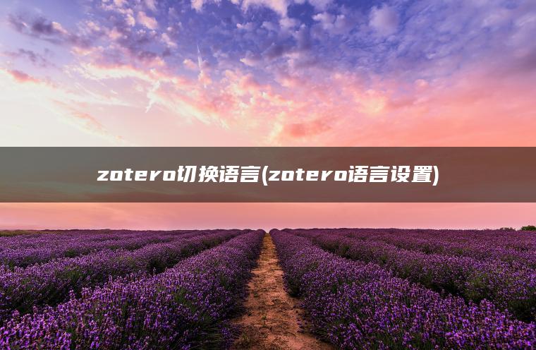 zotero切换语言(zotero语言设置)