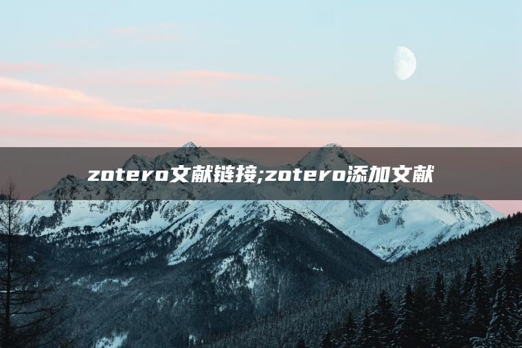 zotero文献链接;zotero添加文献