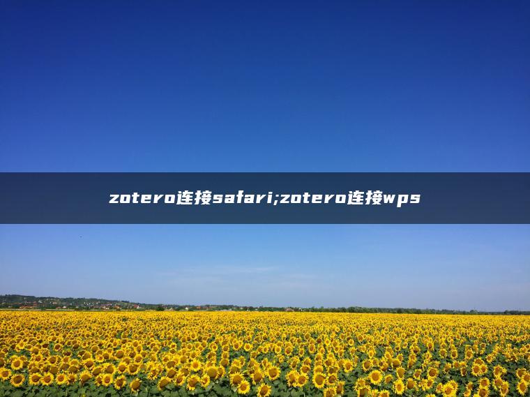 zotero连接safari;zotero连接wps