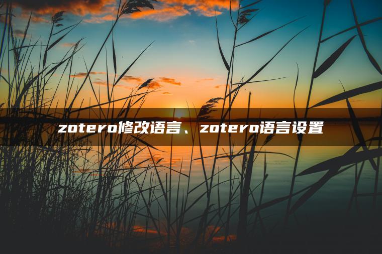 zotero修改语言、zotero语言设置