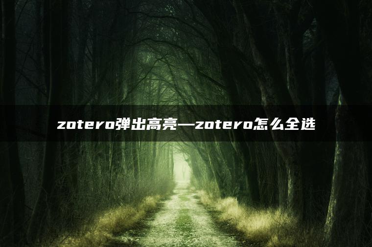 zotero弹出高亮—zotero怎么全选