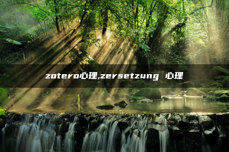zotero心理,zersetzung 心理