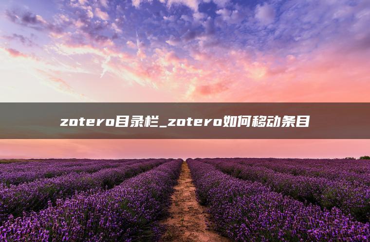 zotero目录栏_zotero如何移动条目