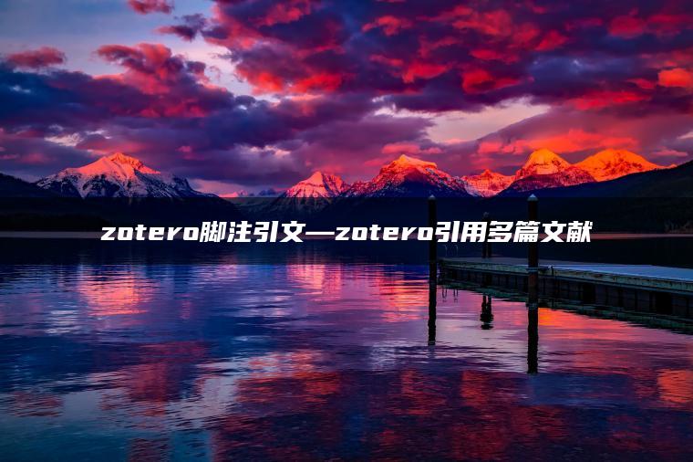 zotero脚注引文—zotero引用多篇文献