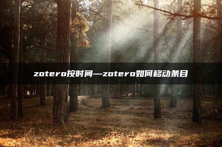 zotero按时间—zotero如何移动条目