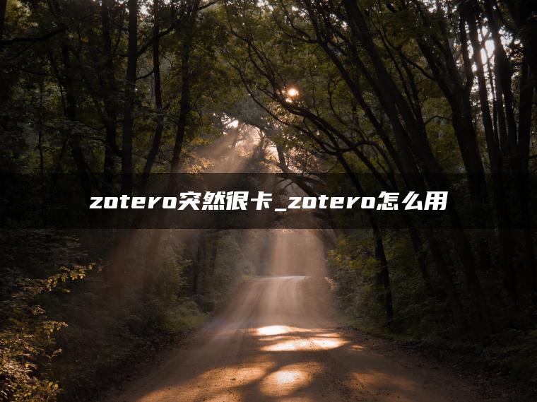 zotero突然很卡_zotero怎么用
