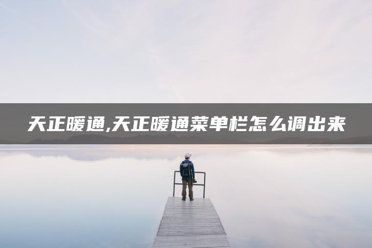 天正暖通,天正暖通菜单栏怎么调出来