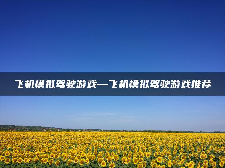 飞机模拟驾驶游戏—飞机模拟驾驶游戏推荐