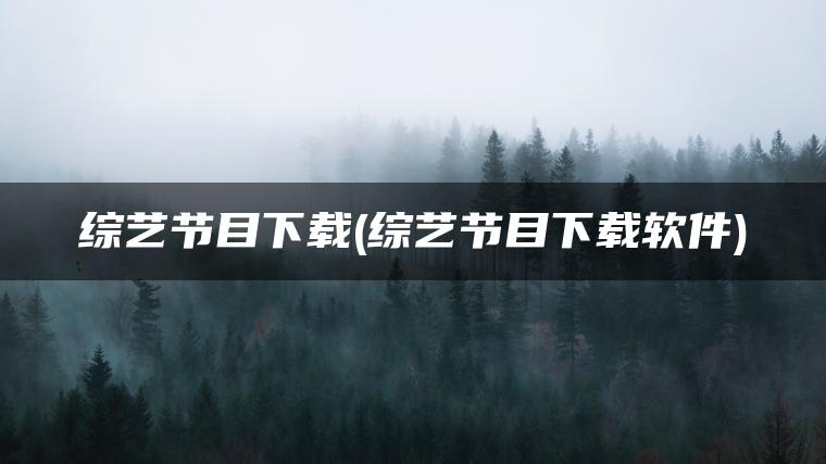 综艺节目下载(综艺节目下载软件)
