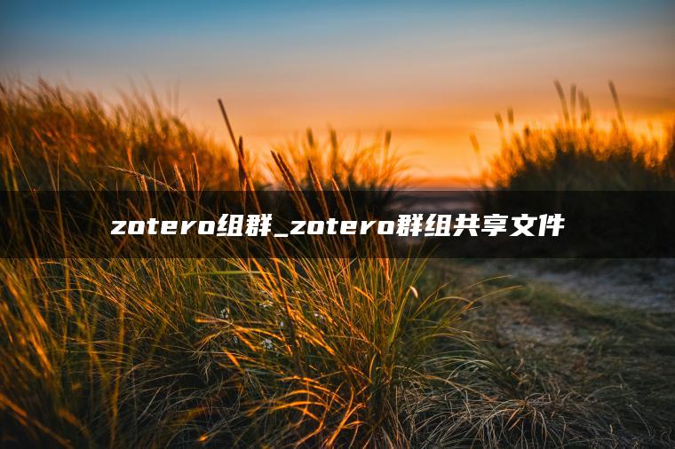 zotero组群_zotero群组共享文件