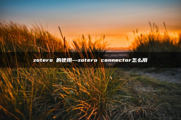 zotero 的使用—zotero connector怎么用