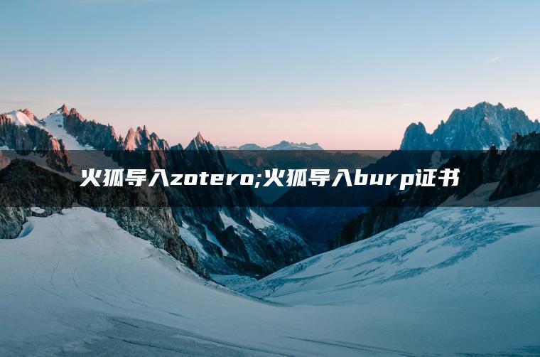 火狐导入zotero;火狐导入burp证书