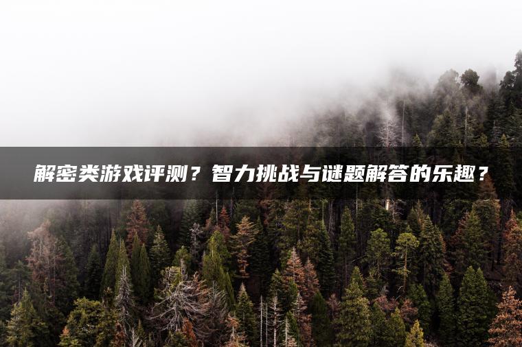 解密类游戏评测？智力挑战与谜题解答的乐趣？