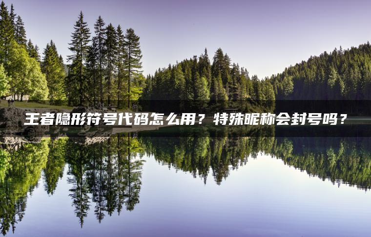 王者隐形符号代码怎么用？特殊昵称会封号吗？