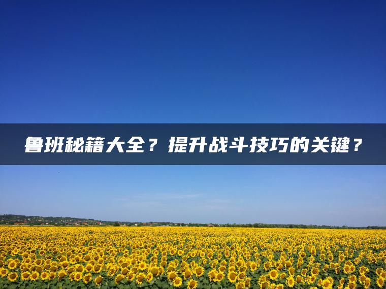 鲁班秘籍大全？提升战斗技巧的关键？