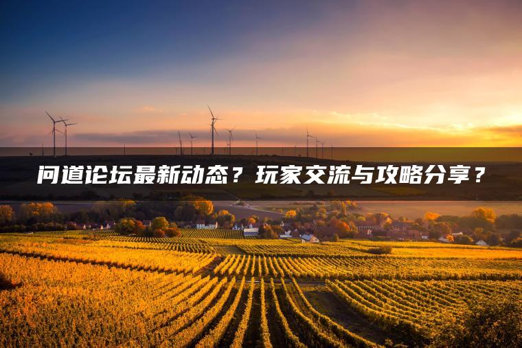 问道论坛最新动态？玩家交流与攻略分享？